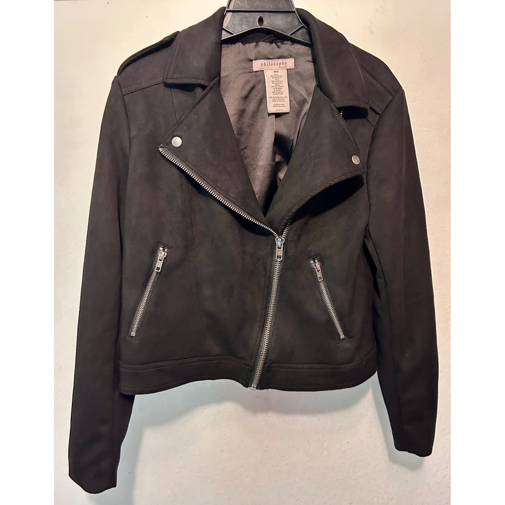 Philosophy Republic Clothing Black Faux Suede Moto Jacket Size M 3195056